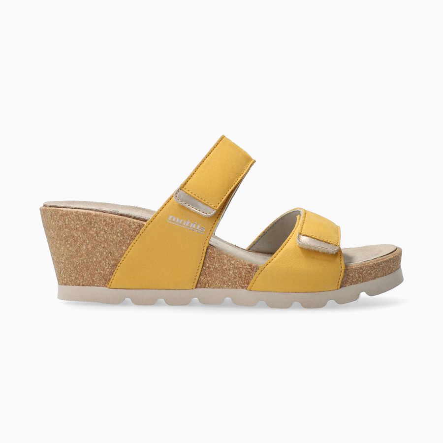 Mobils ADELINA Nubuck Női Wedge Szandál - Sárga, HU-20440